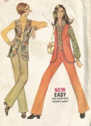 2068 MCCALLS 1969 LONG VEST, WIDE LEG WOODSTOCK PANTS PATTERN 13/14 JR 33.5"B